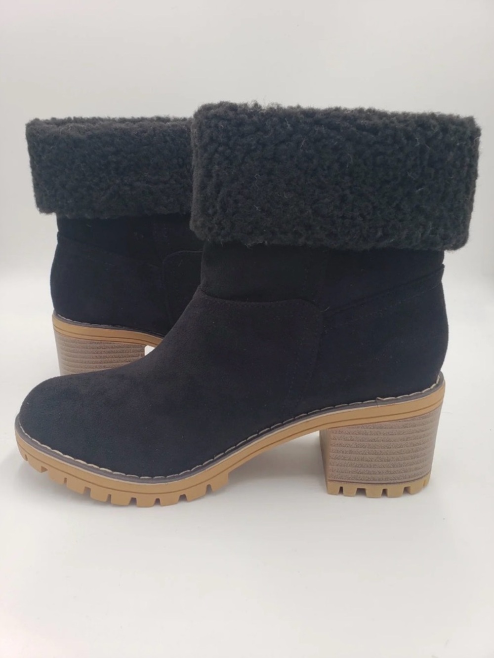 Corkys Boutique Black Fold-Over Shearling Ankle Boots-Size 10 -NWOT